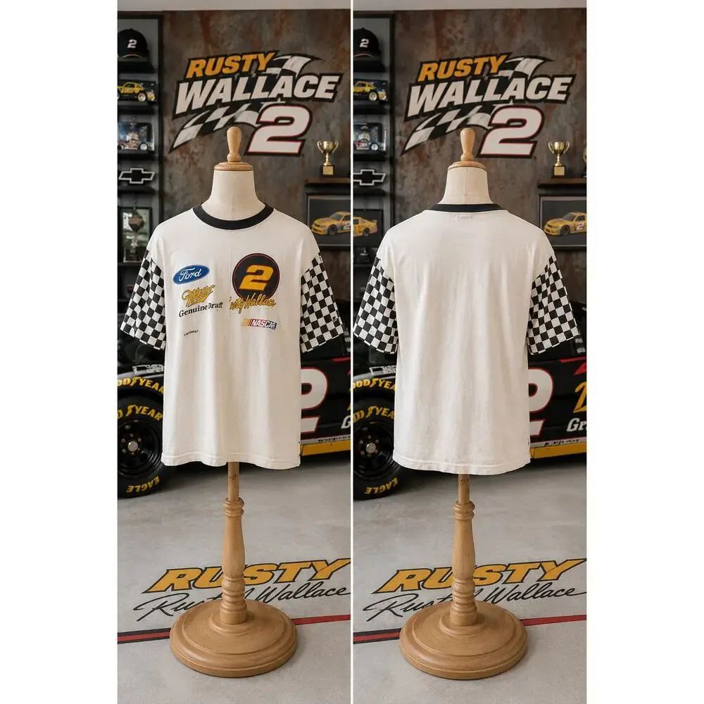 Vintage Rusty Wallace NASCAR Nutmeg Ringer Tee XL Made In USA